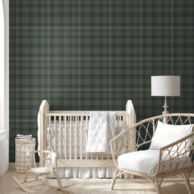 Papier Peint Olive Green Plaid Farmhouse moderne Tartan (Enfants)