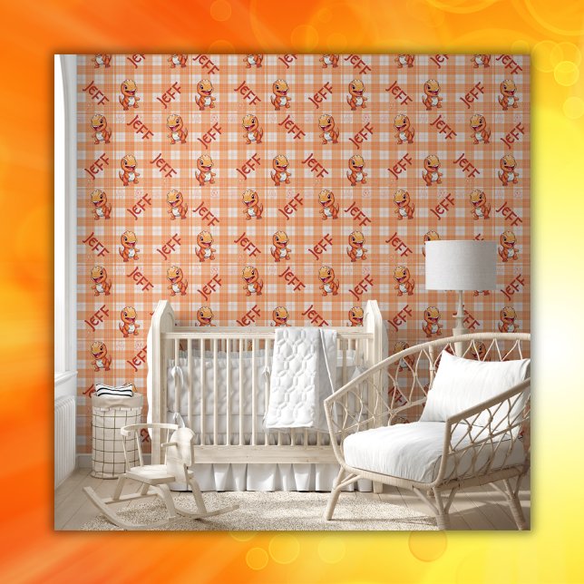 Papier Peint Orange Buffalo vérifier avec des dinosaures et des (Créateur téléchargé)