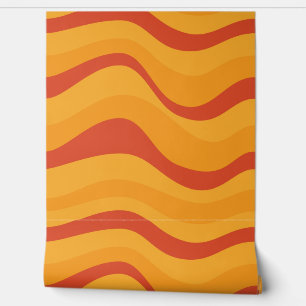 Papier Peint Orange rayé Abstrait moderne