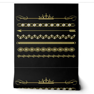 Papier Peint Ornements Diamant Or Couleur personnalisée Noir