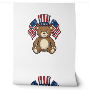 Papier Peint Ours en peluche patriotique vintage vector design_