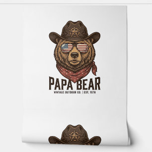 Papier Peint Ours Papa Ours Cowboy Patriotique Vintage Vector D