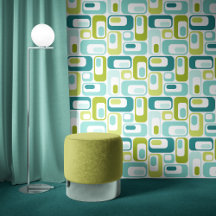 Ovals Rétro Mod Apple Green Teal Aqua Bleu