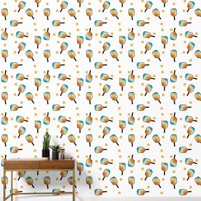 Papier Peint Pagaies de Pickleball Retro et Motif de Ball (Couloir)