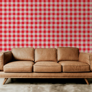 Papier Peint Paid À damiers rose et rouge