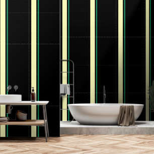 Papier Peint Pale + Vert Verticale Bande Noire