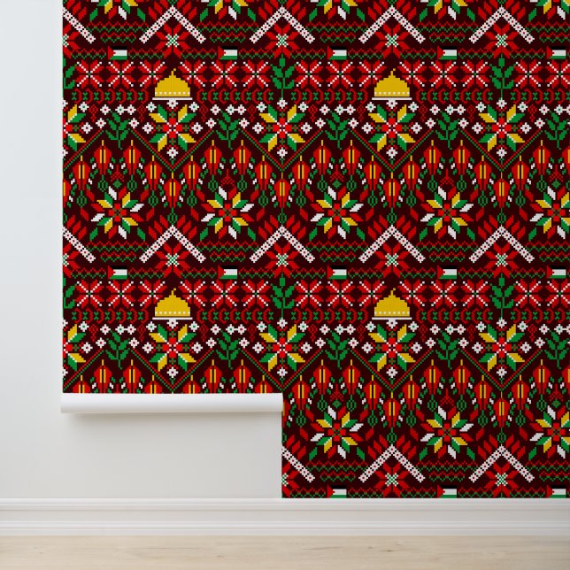 Papier Peint Palestine Tatreez Broderie traditionnelle (Application)
