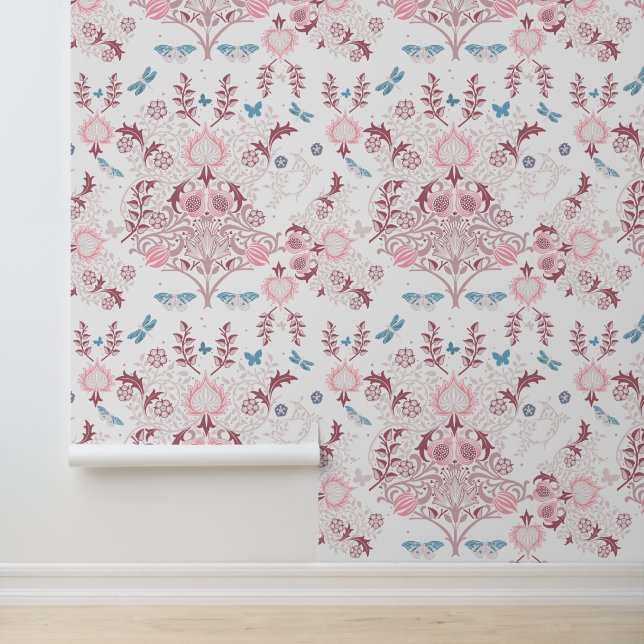 Papier Peint Palette rose William Morris Design (Application)