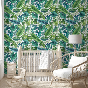 Papier Peint Palm vert et Turquoise Tropical Banana Monstera Fe