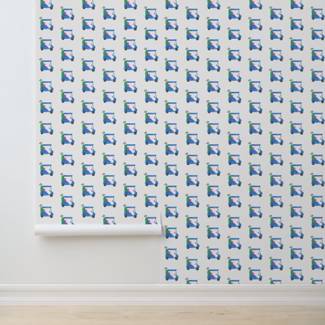 Papier Peint Panier de golf bleu / Motif de golf preppy / Amate (Application)