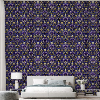 Papier Peint Pansy violet, style art déco
