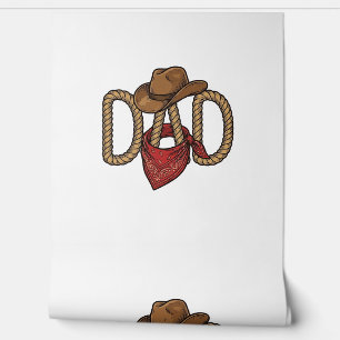 Papier Peint Papa Cowboy Corda Chapeau Bandana Gravure Vintage