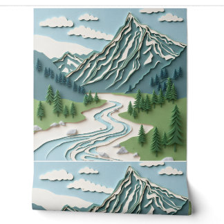 Papier Peint Papercut Design - Montagne