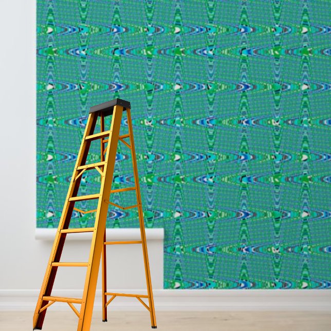 Papier Peint Papier peel et bâton bleu vert Zig-zag (Créateur téléchargé)