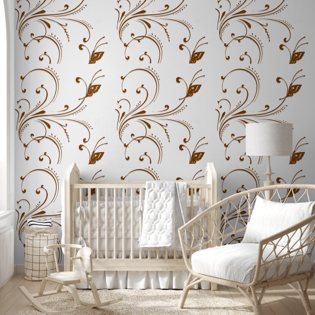 Papier peint Papier peint Brown Papillon Beige Flo (Enfants)