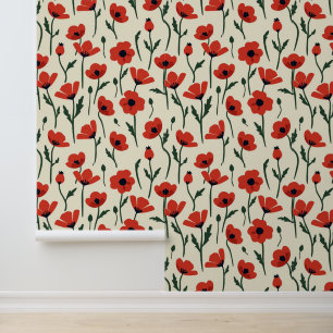 Papier Peint Papiers rouges gras   Modèle floral classique