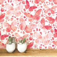 Papillon aquarelle corail rose Art
