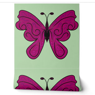 Papier Peint Papillon Magenta Élégant Motif de Décoration Int