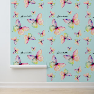Papier Peint Papillon rose délicat dans les couleurs pastel arc