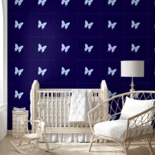 Papier Peint Papillons bleus répètent la nurserie pour enfants