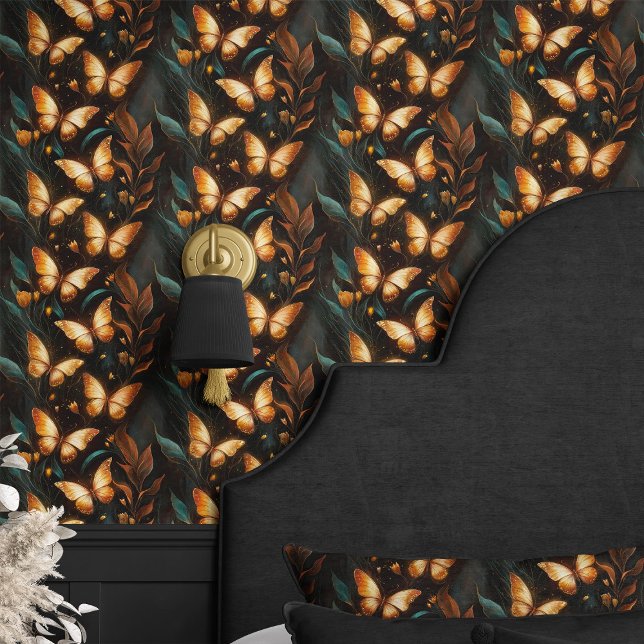Papier Peint Papillons d'or et feuillage (Créateur téléchargé)