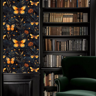 Papier Peint Papillons en or Dark Academia