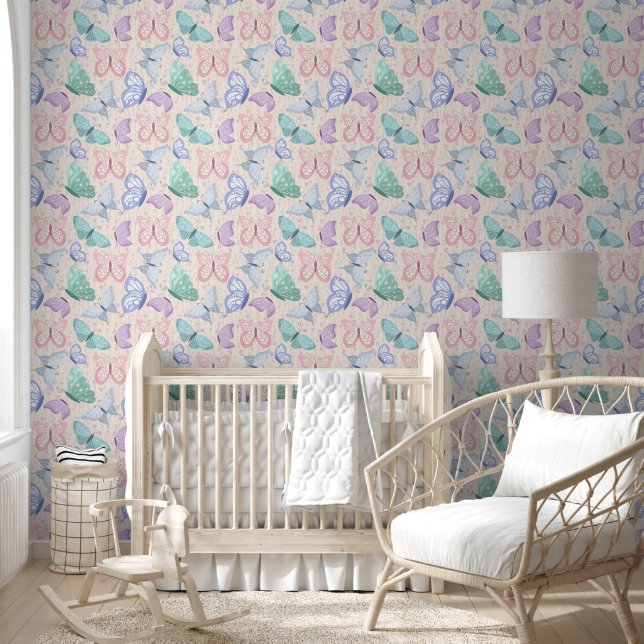 Papier Peint Papillons pastel délicieux (Enfants)