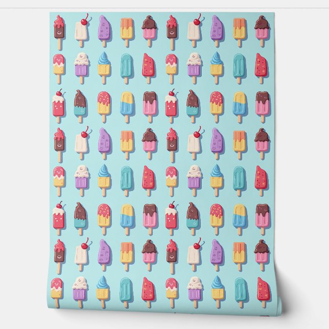 Papier Peint Parade de Popsicle dans la crème glacée bleue III (Déroulement)