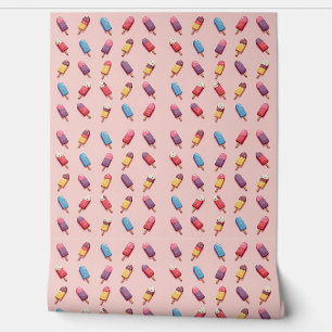 Papier Peint Parade de Popsicle en Crème de glace rose II