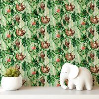 Paresseux et feuilles tropicales