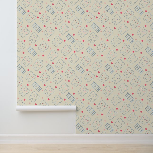 Papier Peint Pastel Happy Teeth Motif (Application)