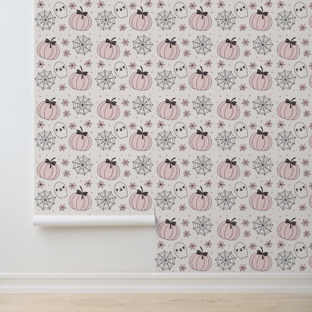 Papier Peint Pastel Pink Halloween Motif sans couture (Application)