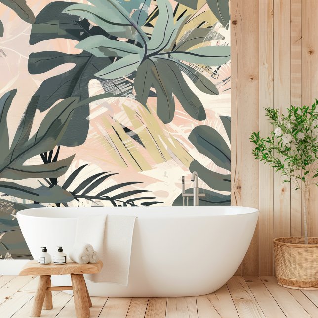 Papier Peint Pastels Tropicaux : Palm Motif sans Seamless (Créateur téléchargé)