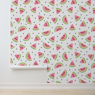 Papier Peint Pastèque rose, Graines de pastèque, Motif d'été