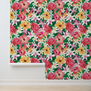 Papier Peint Pattern tropical hibiscus