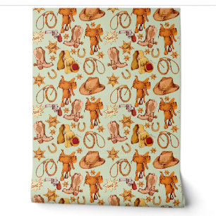 Papier Peint Pays Western Chevaux d'équitation Cowboy Gear