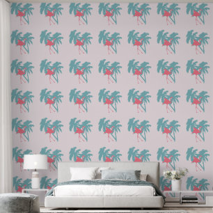 PAPIER PEINT PAYSAGE DE RÊVE TROPICAL FLAMANT ROSE
