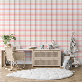 Papier Peint Peach rose Taupe Beige Grey Jaune Plaid Motif