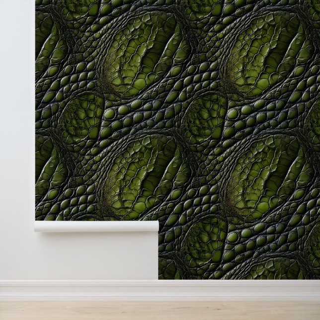 Papier Peint Peau de crocodile vert sophistiquée (Application)