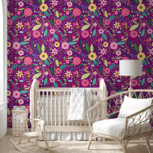 Papier Peint Peau et bâton vert jaune rose violet