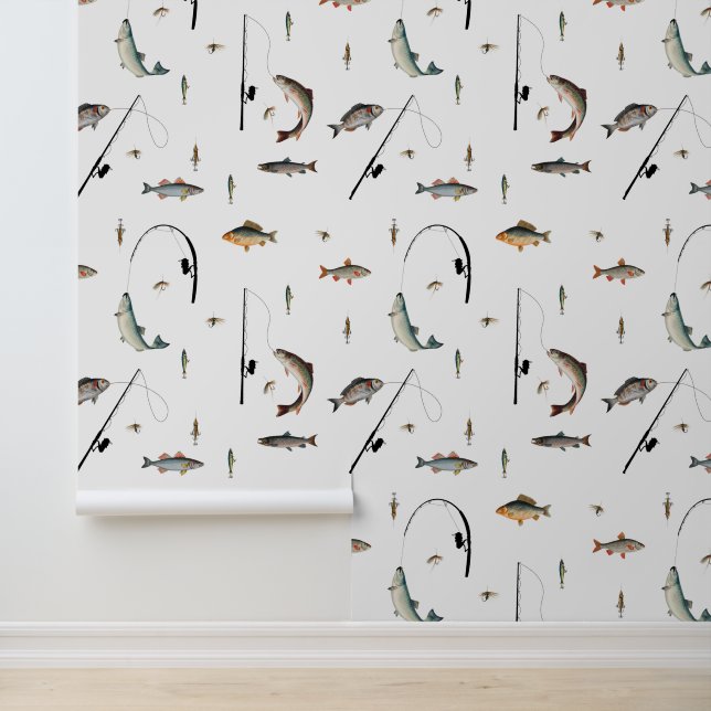 Papier Peint Pêche Rod & Reel Poisson Thème Motif sans soudure (Application)