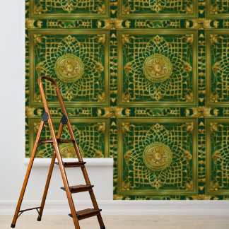 Papier Peint Peel and Stick Motif d'or vert d'inspiration indie