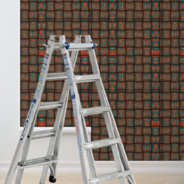 Papier Peint Peel et bâton bleu brun motif de tissage géométriq (Peel and Stick blue brown geometric weave pattern Wallpaper)