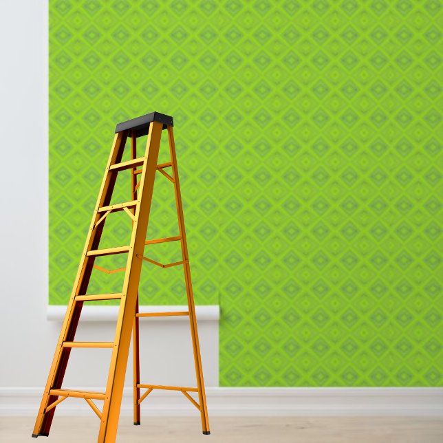 Papier Peint Peel et bâton motif graphique en diamant vert (Peel and stick green diamond graphic pattern wallpaper)