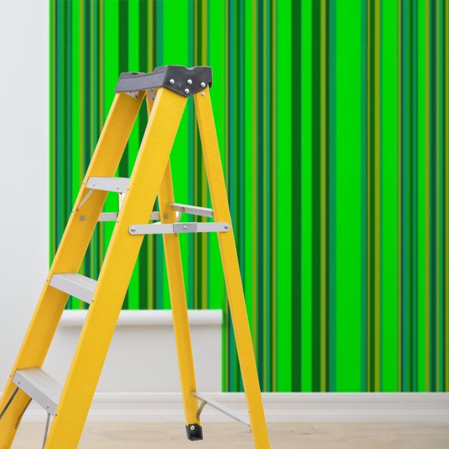 Papier Peint Peel et bâton vert jaune rayures motif (Peel and Stick green yellow stripes pattern Wallpaper)