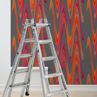 Papier Peint Peel stick moderne gris orange zig zag motif
