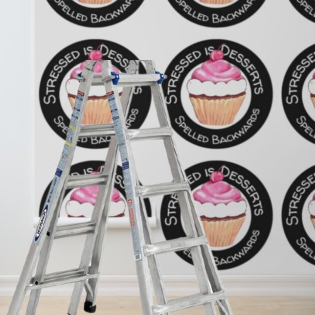 Papier Peint Peel Stick stressé est desserts à l'arrière cupcak (Peel Stick stressed is desserts backwards cupcake Wallpaper)