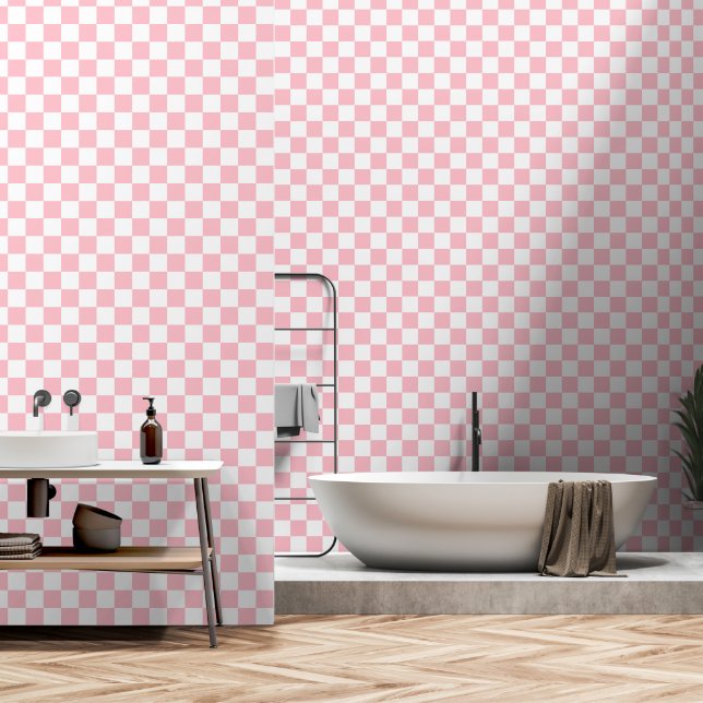 Papier Peint Peigne et bâton blanc et rose (Salle de bain)