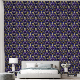 Papier Peint Pensée violette, style art déco