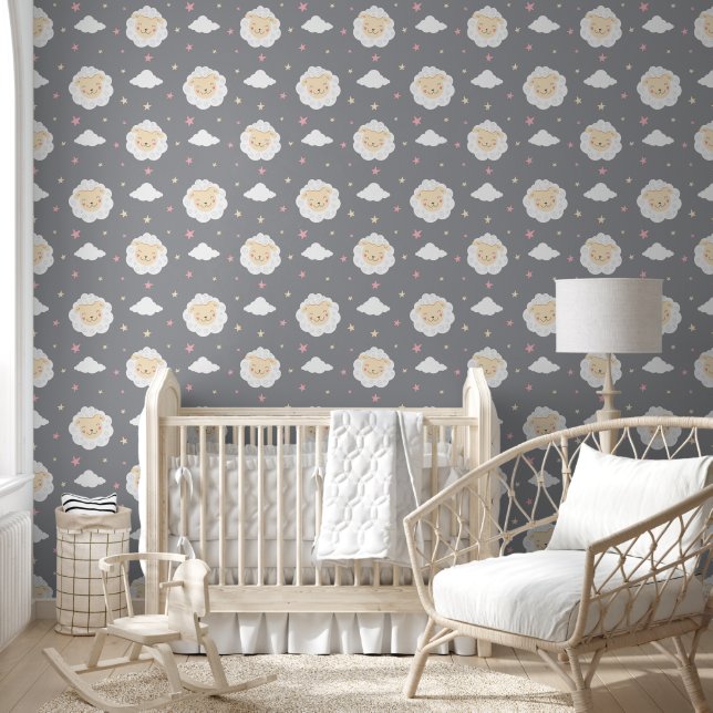 Papier Peint Pépinière du mouton et des étoiles (Enfants)